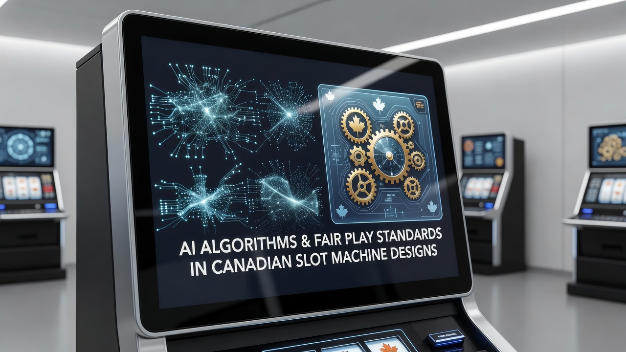 Technician reviewing AI fairness audit logs on a slot machine server rack in a Canadian gaming facility